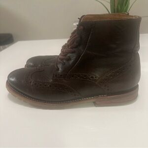 J.D. Fisk Leather Boots Distressed Black‎ Brown Ankle Boots Men's  8 Zip